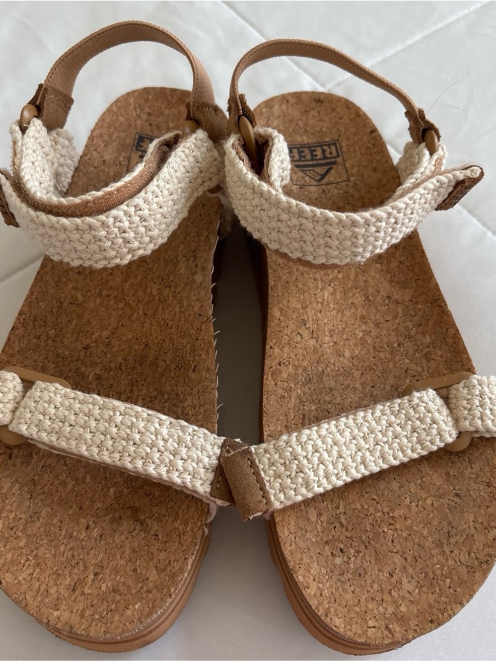 Reef Women’s Cream Woven Strap Cork Footbed Sandals